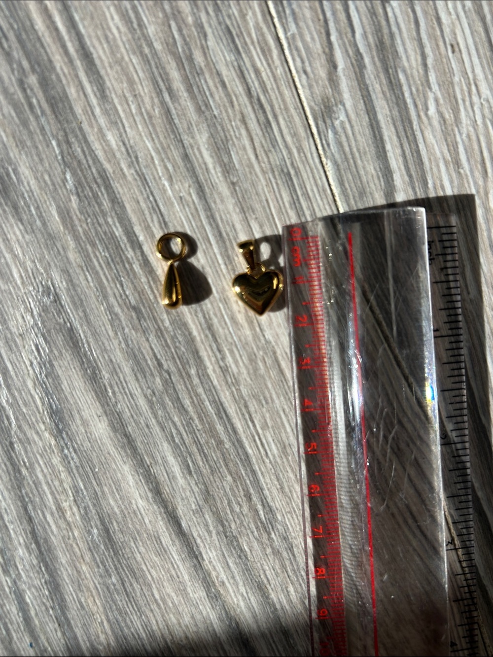 Gold Heart Pendant Charm and Bail Set